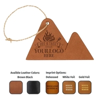 Full Grain Leather Mountain Ornament with Twine Tie