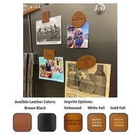 Medium Size Refrigerator Magnet- Full-Grain Leather Magnet - Handmade in...