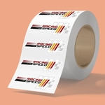 6" x 2" BOPP stickers on roll - 3.5mil