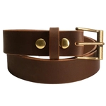 Veg Tanned Water Buffalo Chocolate Leather Belt with Brass H