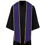 Purple Graduation Stole With Gold Binding