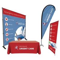 Trade show booth package with teardrop banner, 6' throw table cover,... from...