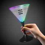 Light Up Martini Glass with Black Stem and Frosted Top - 7oz