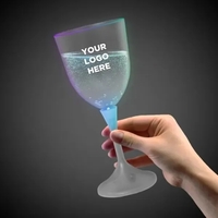 Light Up Frosted Wine Glass with White Stem - 10 Ounce