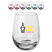 9 oz. stemless wine glass measures 2.15"W x 3.75"H made from... from ASI...