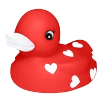 Red squeaking true love rubber duck with white hearts, balanced for... from...