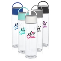 23 oz. plastic water bottle with single wall design, plastic lid... from ASI...