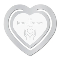 Aluminum, Brass or PVC Heart Shaped Bookmark