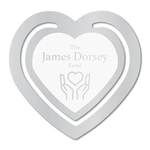 Aluminum, Brass or PVC Heart Shaped Bookmark