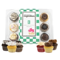 12 bite-size cupcakes packed in a container wrapper with a full... from ASI...
