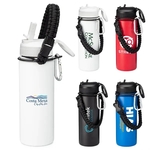 18oz.Stainless Vacuum Insulated Bottle w/ Paracord,Straw,Lid