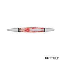 Ballpoint pen with multi-colored resin barrel and satin silver finished...