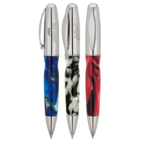 Ballpoint pen with twist-action mechanism, swirled resin barrel and chrome...