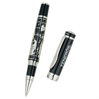 Rollerball pen with cap-off design and chrome world map barrel.... from ASI...