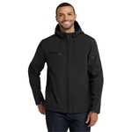 Port Authority Textured Hooded Soft Shell Jacket.