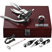 9-piece wine accessories set with wooden case, bottle opener, foil seal......