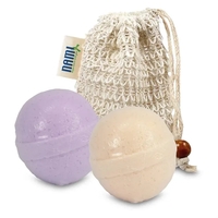 Self-care set includes a loofah bag, and 2 bath bombs... from ASI 73497...