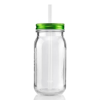 20 oz. single wall glass mason jar with threaded aluminum lid... from ASI...