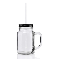 20 ounce vintage glass mason jar with threaded aluminum lid, handle... from...
