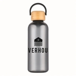 21 oz PET Water Bottle with Bamboo Lid & Handle
