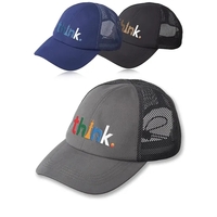 Mesh performance cap with six panel design, polyester sweatband and...