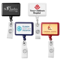 Antimicrobial JUMBO square retractable badge reel in solid colors, alligator...