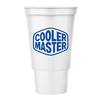 White plastic 32-ounce traveler stadium cup. Made in the USA and... from ASI...