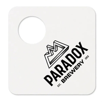 4" white bottleneck coaster made from recycled 40 point pulpboard...