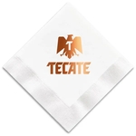 Foil Stamped 3-Ply White Beverage Napkin
