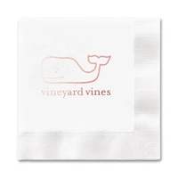 6.5" white folded foil-stamped one-ply luncheon napkin made from recycled...