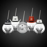 Disco Ball Cup Silver w/Straw/Hat(option)(Imprintable)