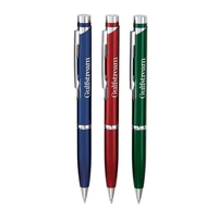 Click-action ballpoint pen with metallic colored barrel and chrome plated...