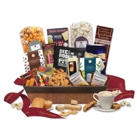 cork-like basket with faux leather trim filled with snacks and treats... from...