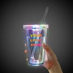 Light Up Travel Cup with Lid and Straw