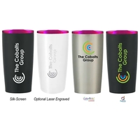 20 oz. stainless steel tumbler with snap-on, spill-resistant thumb slide...