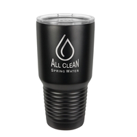 30 oz. black stainless steel tumbler with a vacuum sealed, clear-colored......