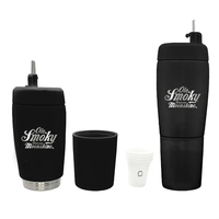 Portable 20 oz flask with pour spout, leak-proof lid, and four... from ASI...