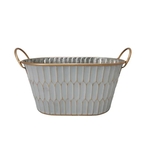 White & Gold Embossed Basket 12"