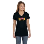 Hanes Ladies 4.5 oz.. 100% Ringspun Cotton V-Neck T-Shirt