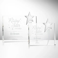 Rectangle optical crystal award with a chrome star mounted to the... from ASI...