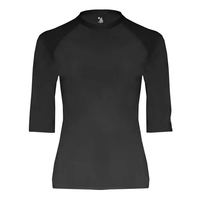 Half-sleeve compression crew neck T-shirt made of polyester/spandex with...