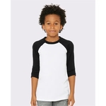 BELLA + CANVAS Youth Three-Quarter Sleeve Baseball Tee