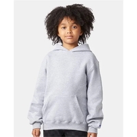Youth pullover hood with moisture wicking and durable cover-stitching...