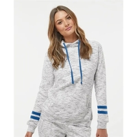 Women's Melange Fleece Striped Sleeve Hooded Pullover... from ASI 84358 S&S...