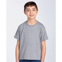 Lightweight polyester youth short sleeve T-shirt with moisture wicking....