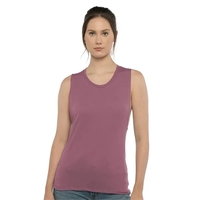 Women's tank top made from poly-cotton; features hemmed, oversized armholes,...