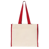 Q-Tees Gussetted Tote with Colored Handles... from ASI 84358 S&S Activewear