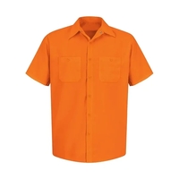 Short sleeve work shirt with full-button front closure and two...