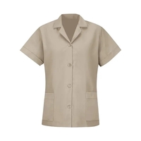 Loose fit short sleeve smock with button front and open collar.... from ASI...