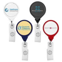 Antimicrobial JUMBO round retractable badge reel in solid colors, alligator...